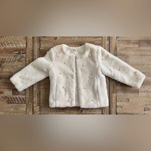 Chic Kids' Pearl-Embellished Cream Jacket